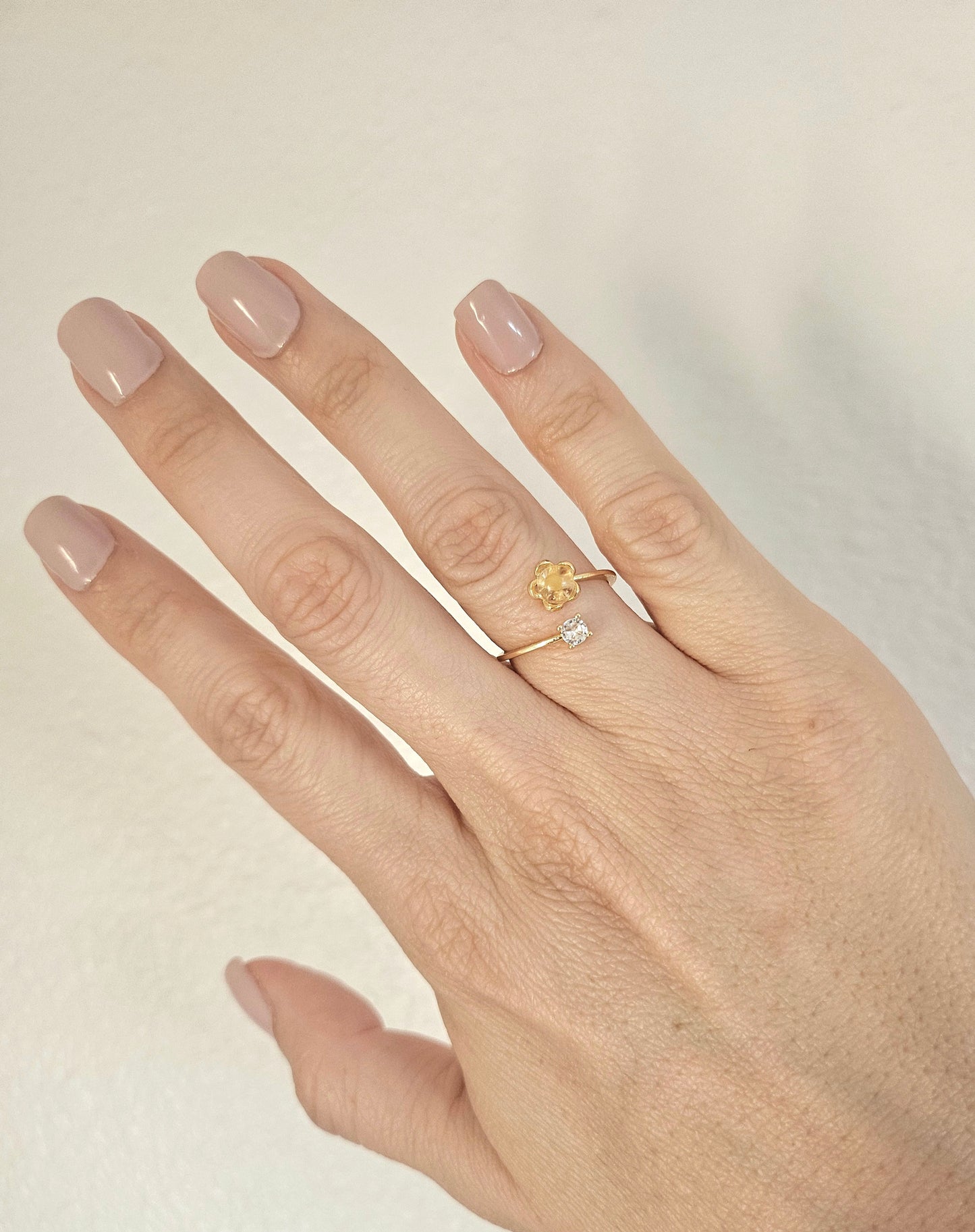 18k Gold Plated Flower Mustard Seed Ring