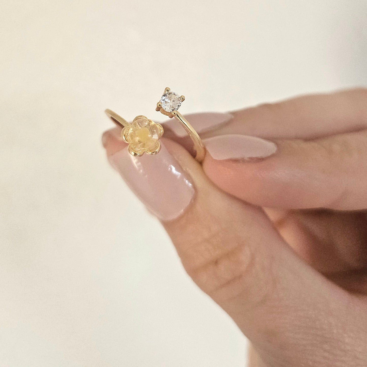 18k Gold Plated Flower Mustard Seed Ring