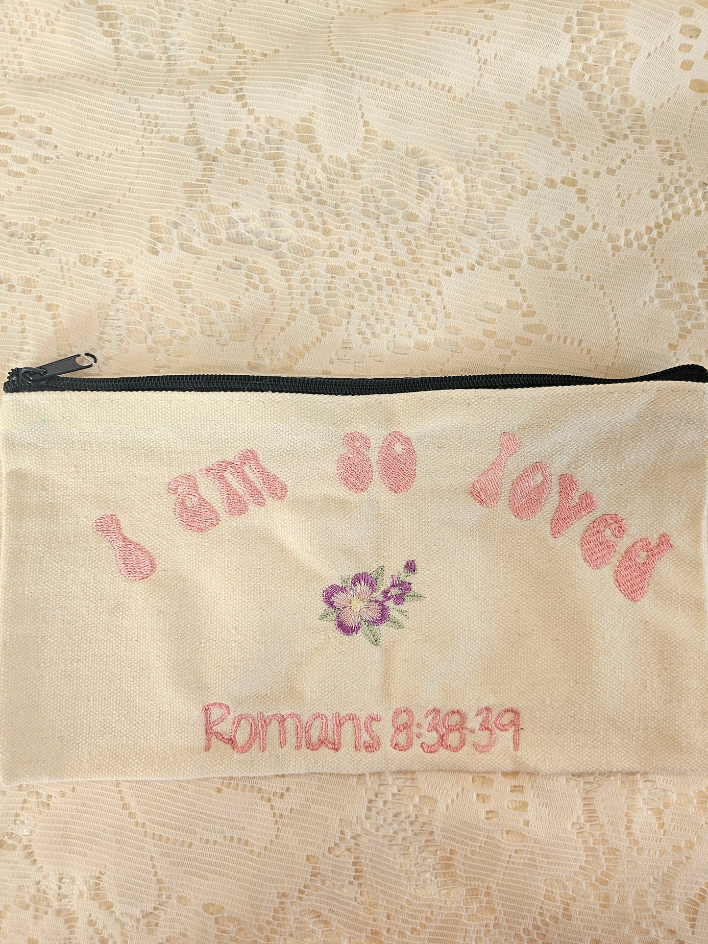 Embroidered Zipper Pouch