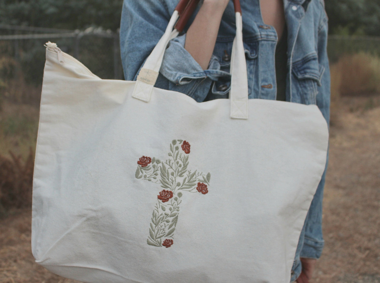 Embroidered Large Tote Bag