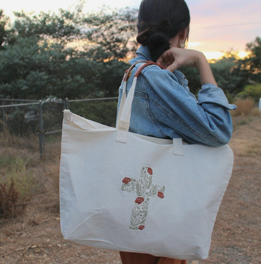 Embroidered Large Tote Bag